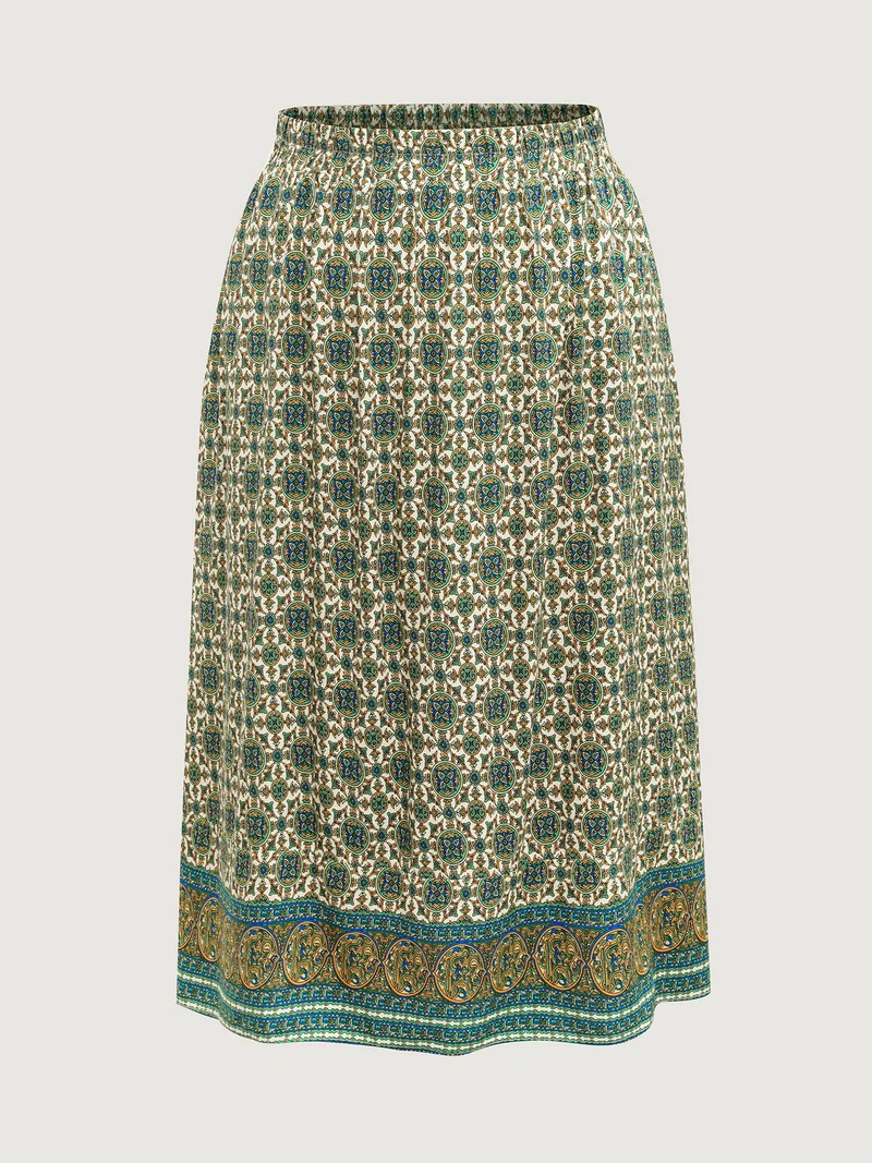 Breezy Boho Print Stretchy Maxi Skirt