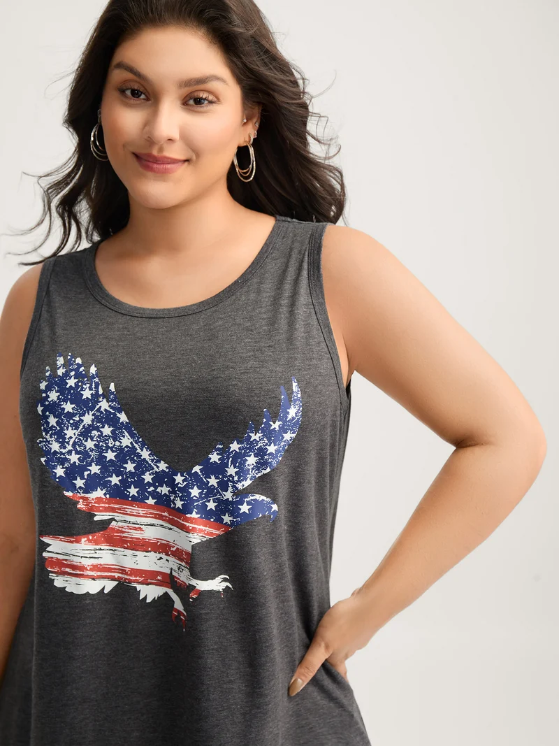 Stars and Stripes Curvy Hem Tank Top