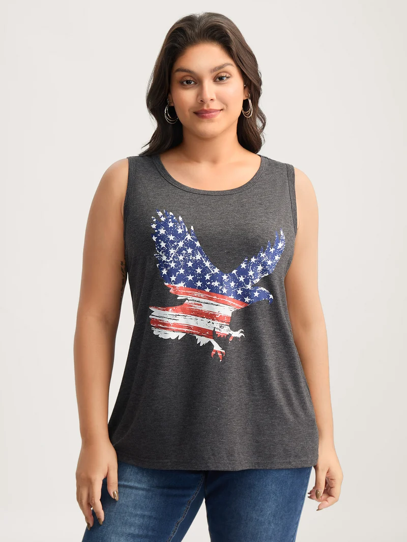 Stars and Stripes Curvy Hem Tank Top