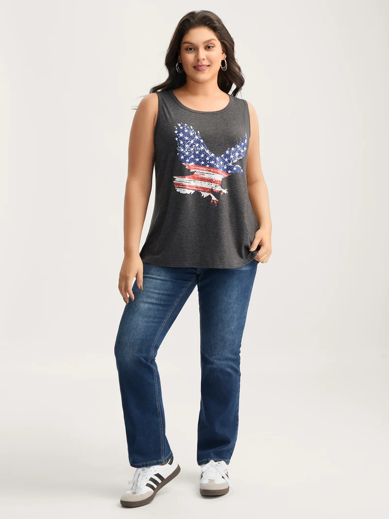 Stars and Stripes Curvy Hem Tank Top