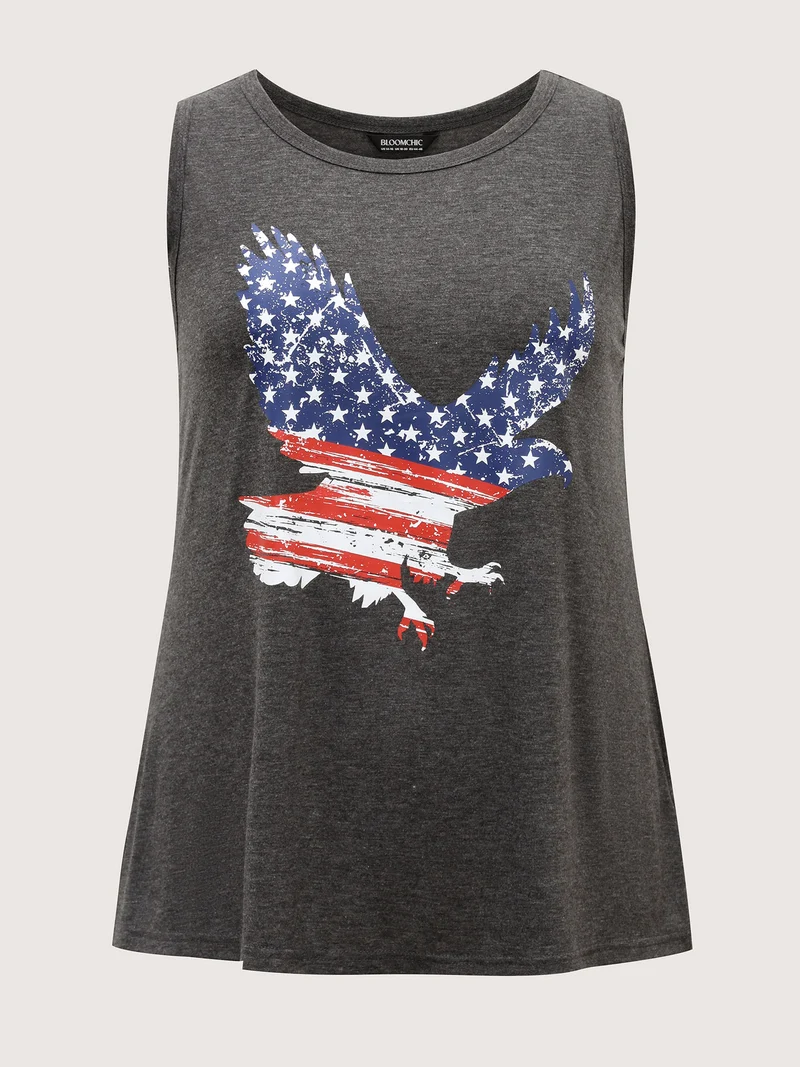 Stars and Stripes Curvy Hem Tank Top