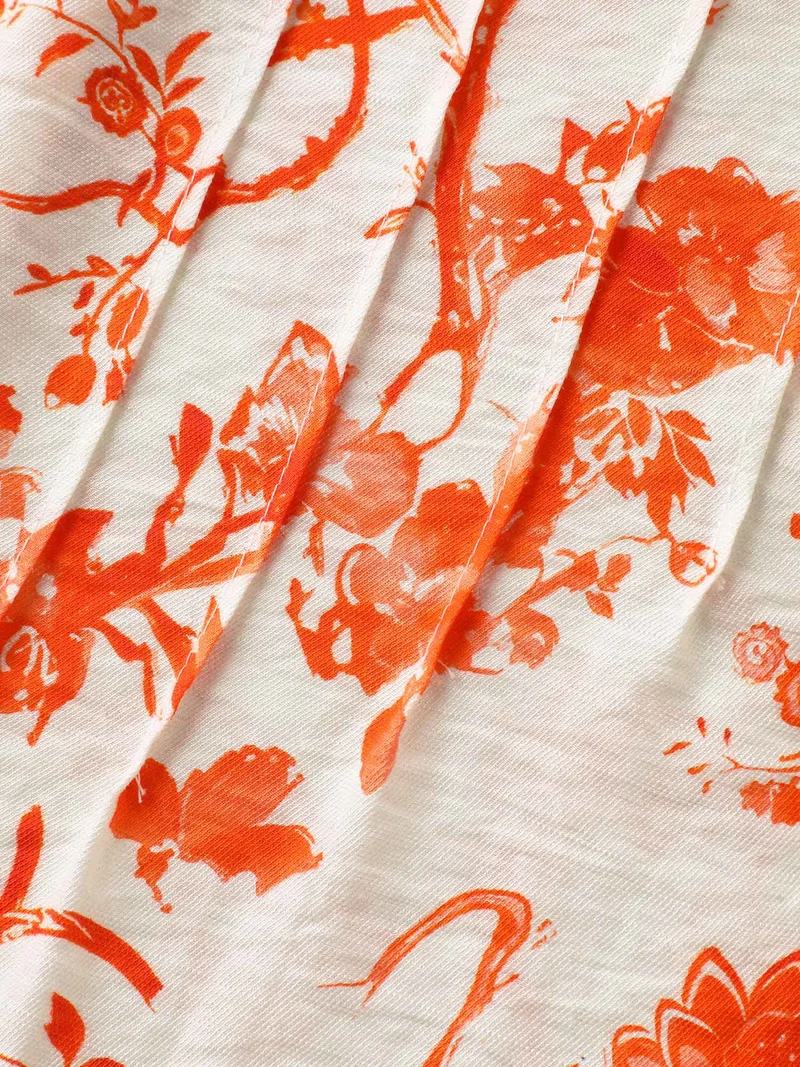 Floral Print Pleated Front Blouse