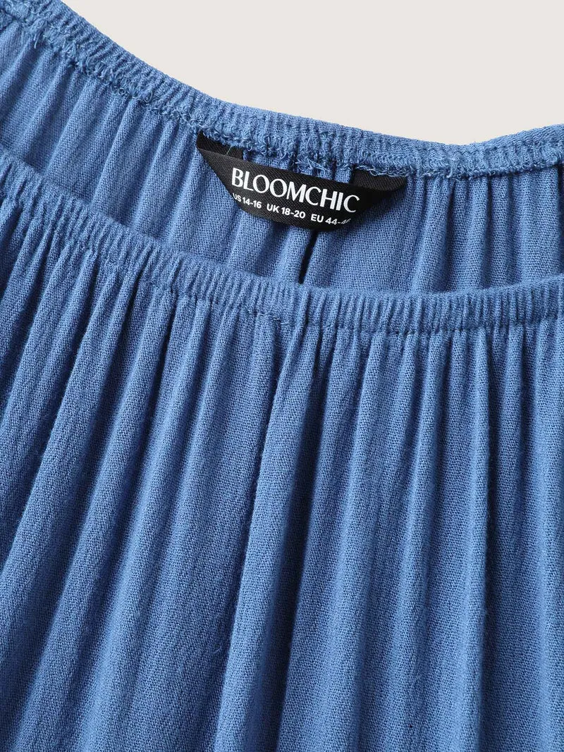 Rayon Lace Trim Solid Relaxed Blouse