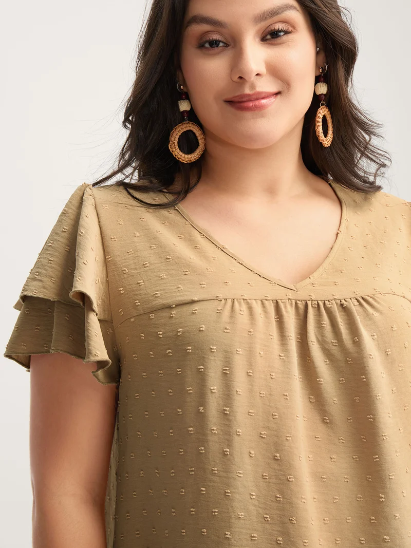 Textured Bust-Comfort Layered Sleeve Blouse