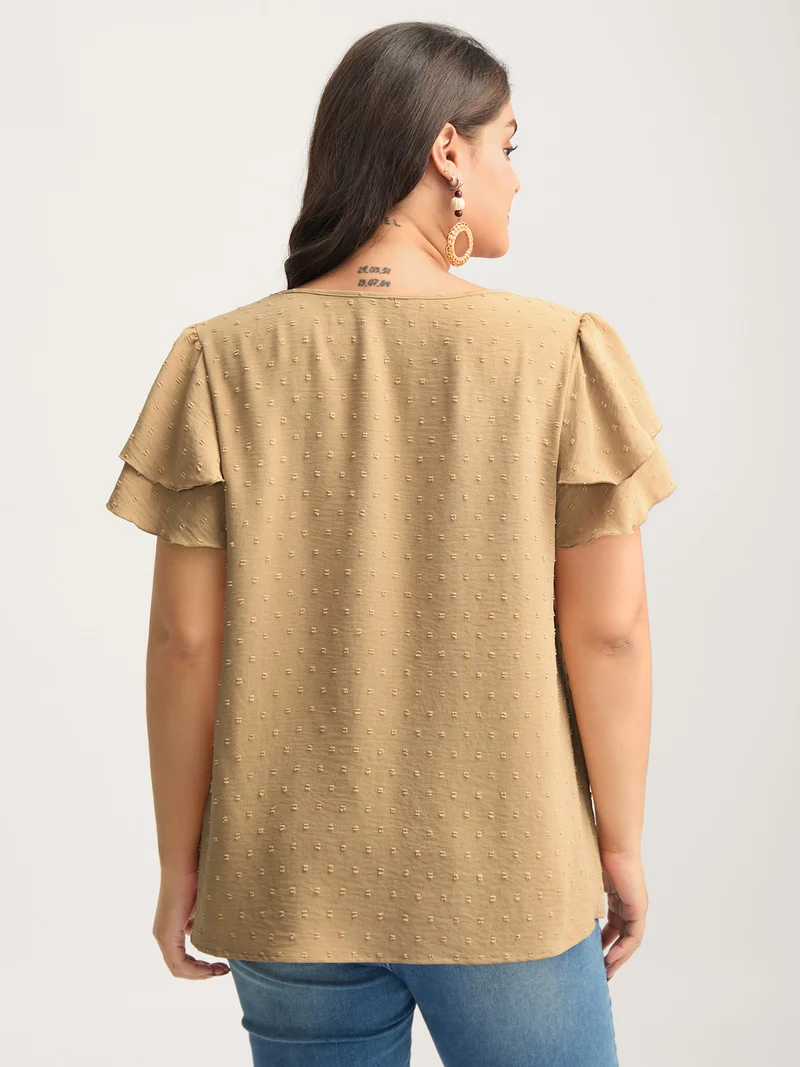 Textured Bust-Comfort Layered Sleeve Blouse