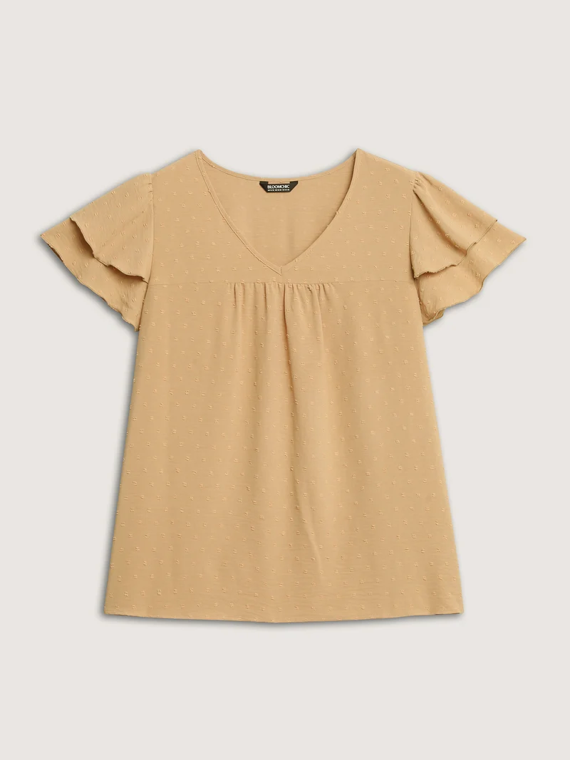 Textured Bust-Comfort Layered Sleeve Blouse