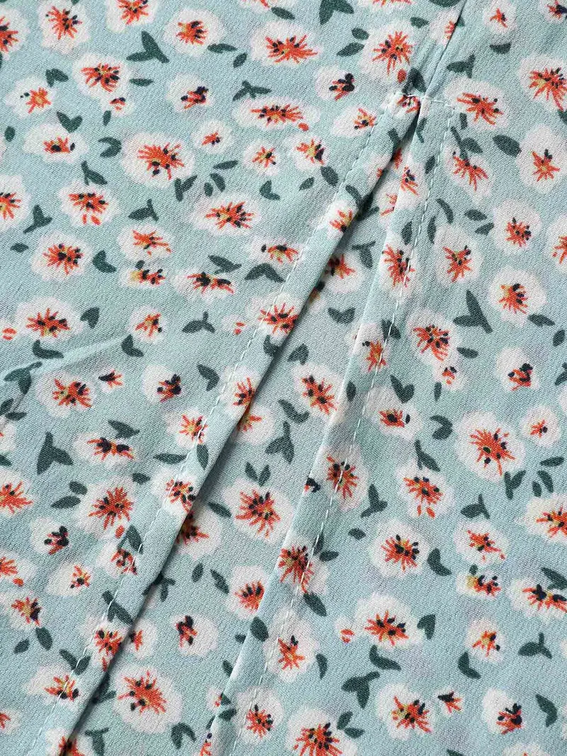 Ditsy Floral Print Layered Ruffle Midi Dress