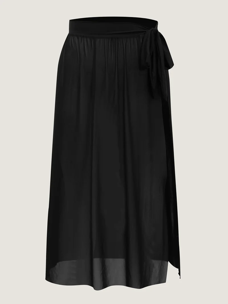 Two-Piece Contrast Sheer Sarong Swimsuit