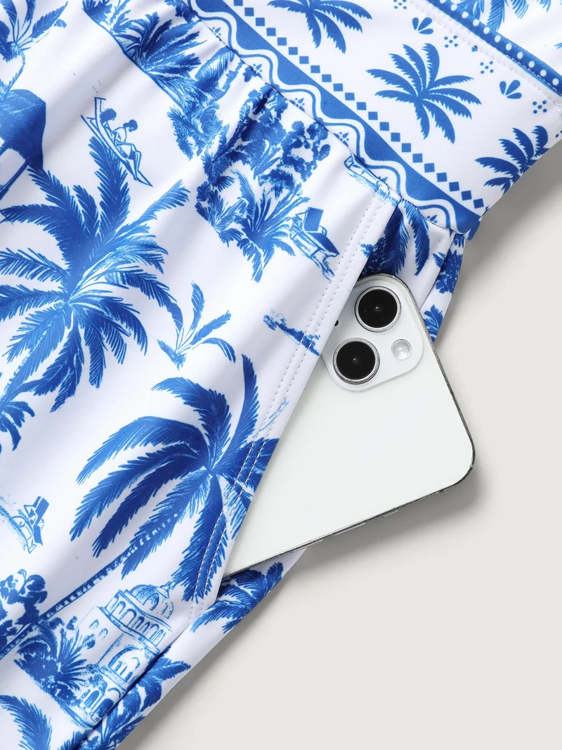 Tropical Print Tie One-Piece Swimsuit