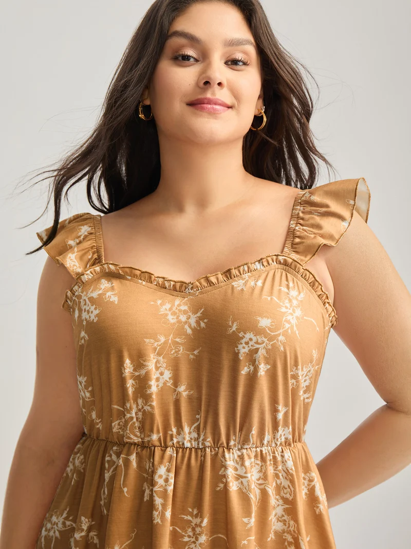Silhouette Floral Flutter Tank Top