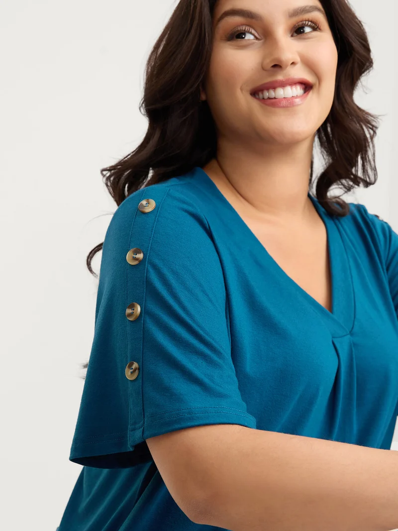 Supersoft Bust-Friendly Pleated T-Shirt