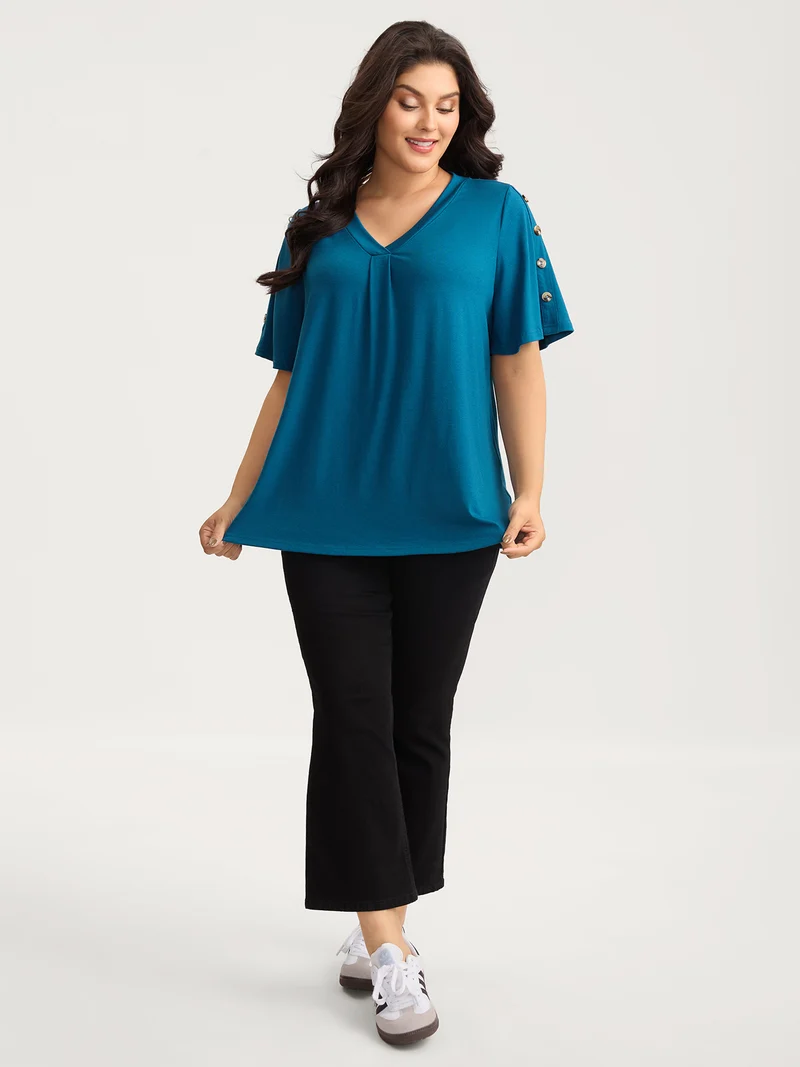 Supersoft Bust-Friendly Pleated T-Shirt