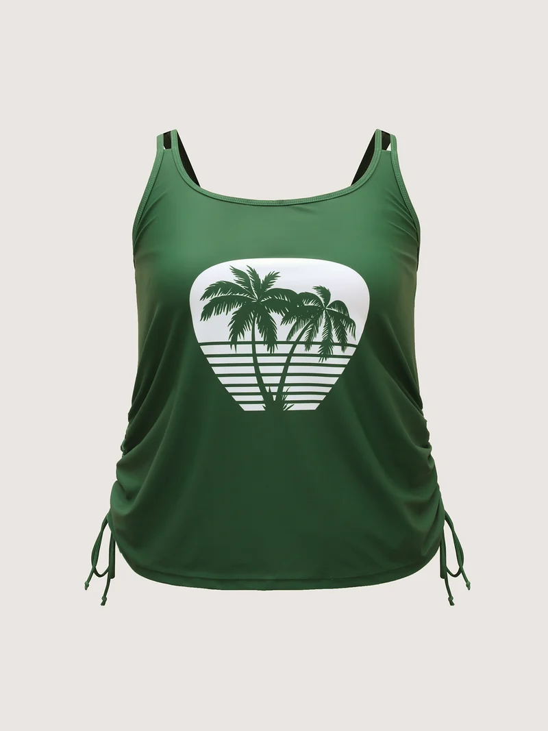 Tropical Invite Drawstring Swim Top