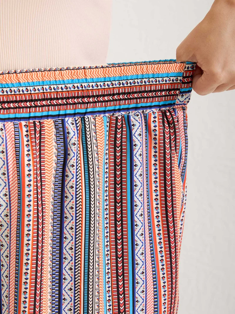 Boho Stripe Color Block Wide-Leg Pants
