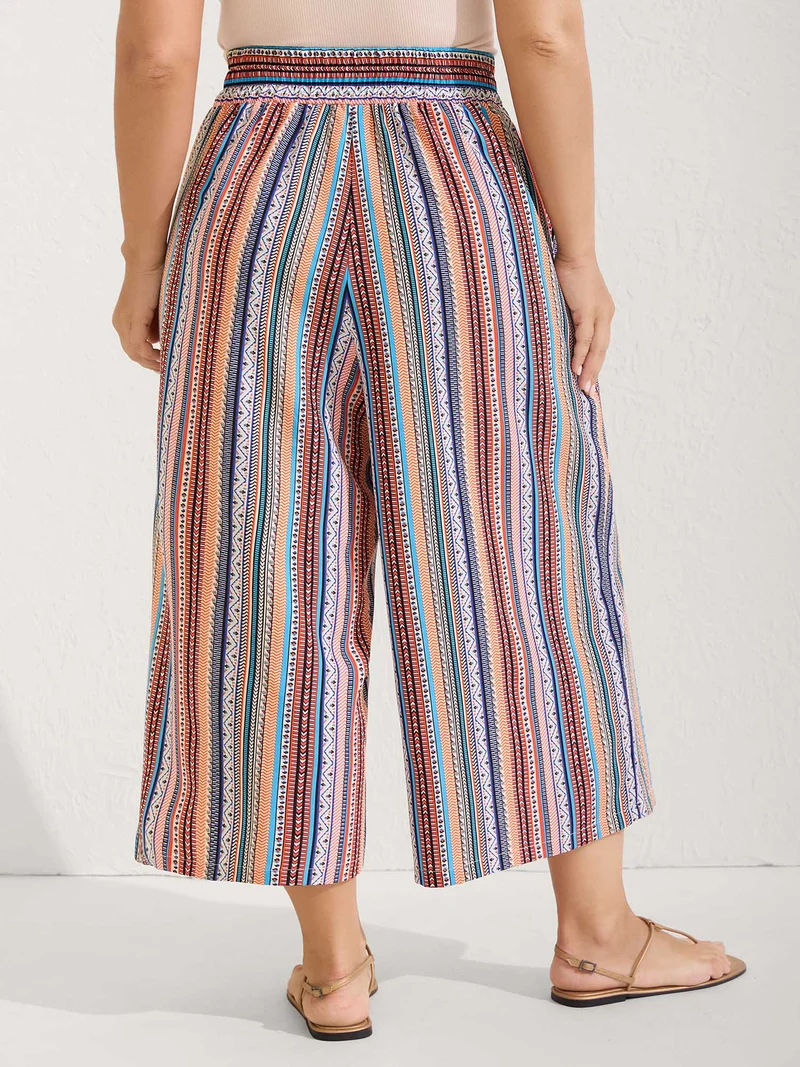 Boho Stripe Color Block Wide-Leg Pants