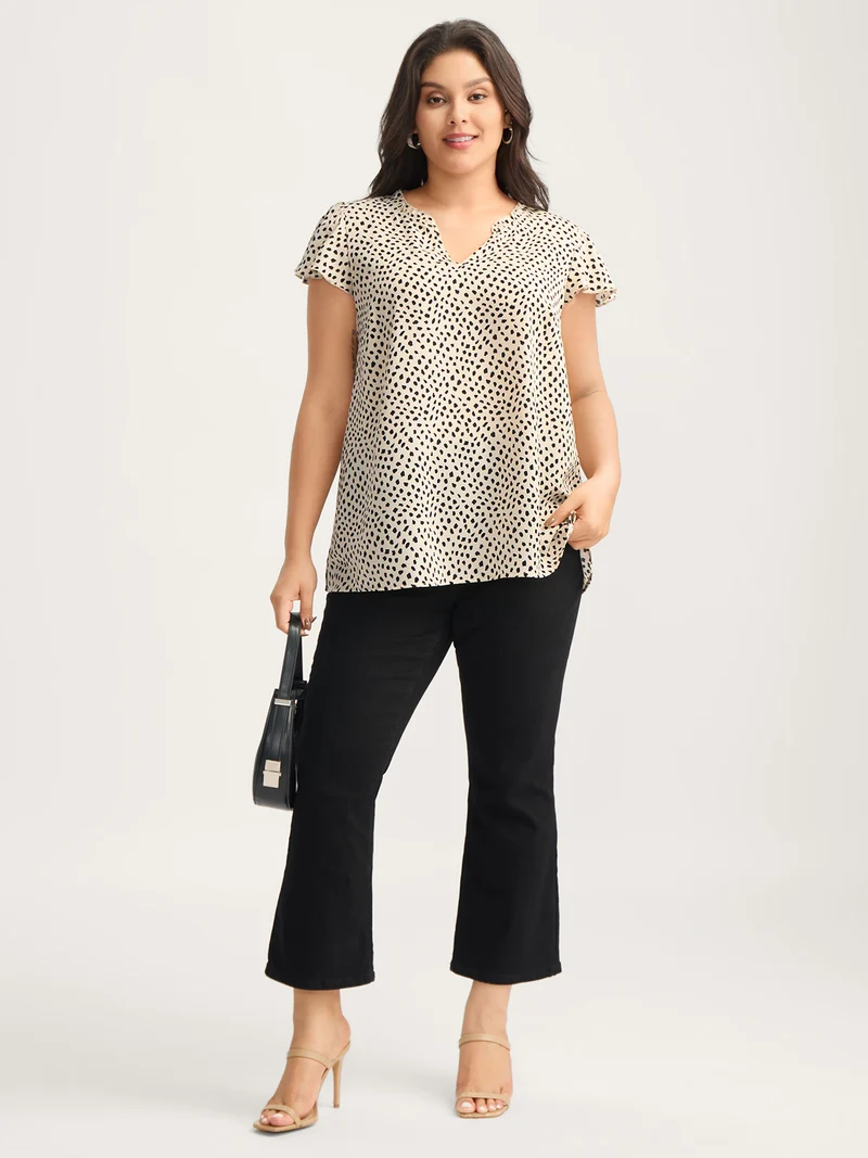 Leopard Print Ruffled Sleeve Blouse
