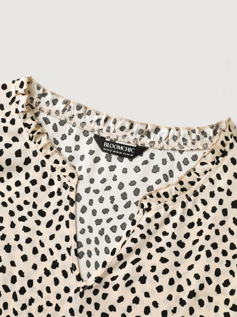 Leopard Print Ruffled Sleeve Blouse