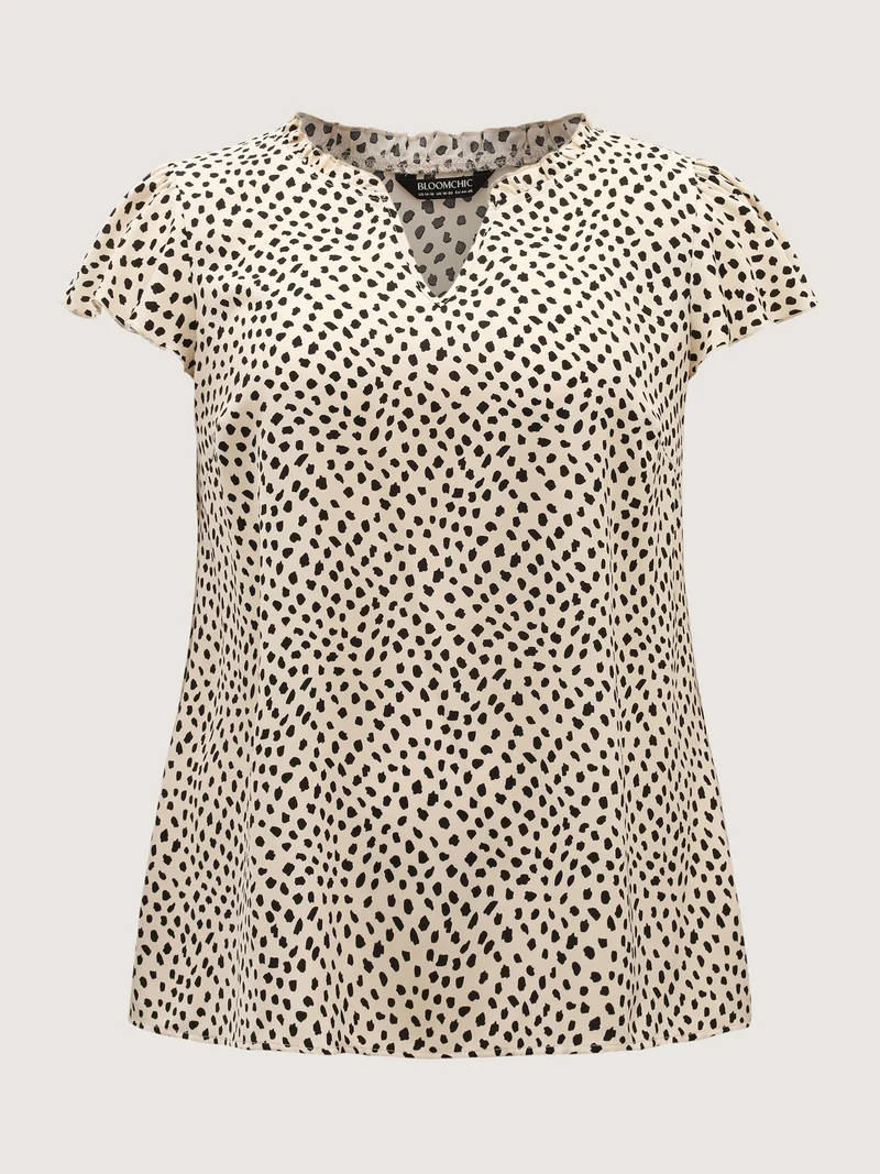 Leopard Print Ruffled Sleeve Blouse