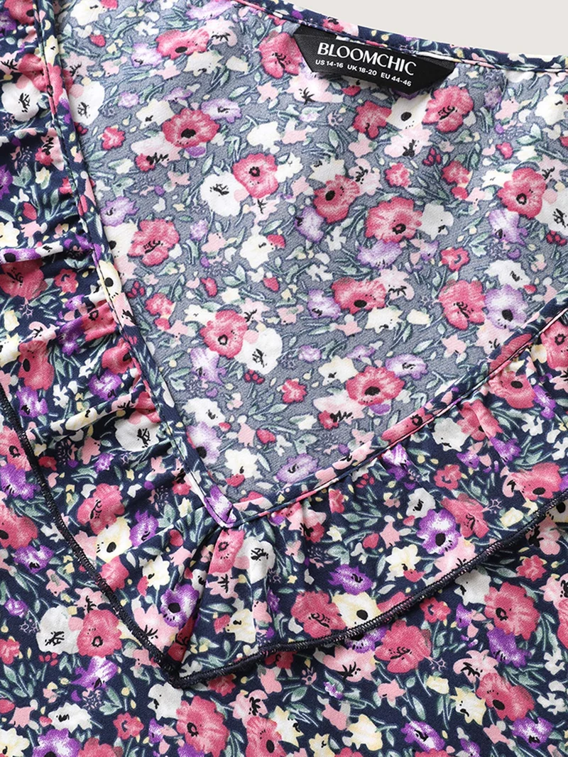 Floral Print Lotus Neck Tank Top