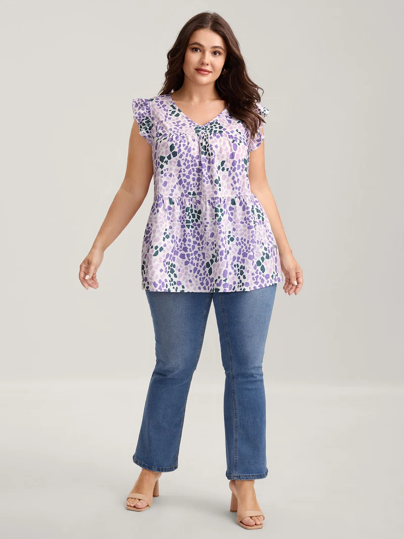 Colorful Leopard Print Bust-Comfort Top