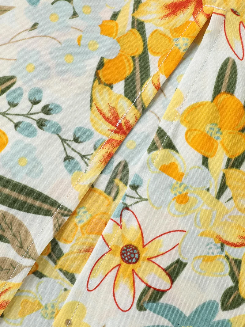 Sunkissed Floral Shirred Waist Midi Dress