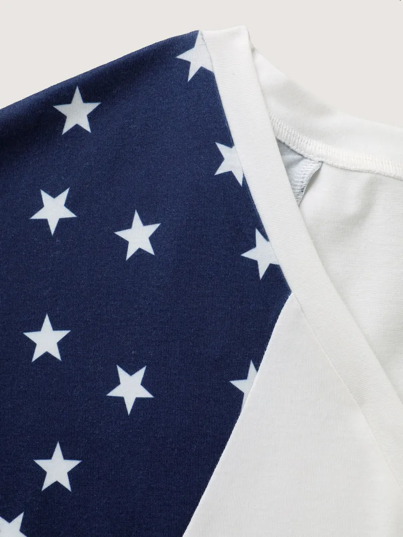 American Flag Print V-Neck T-Shirt