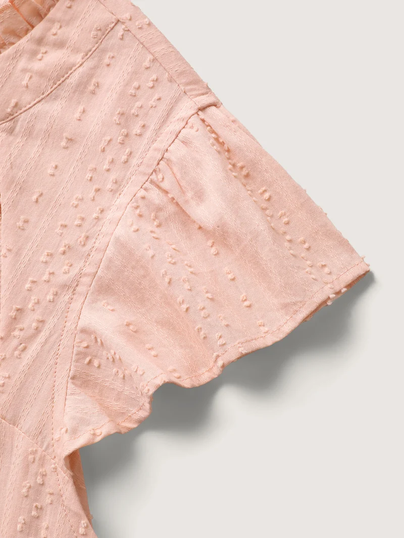 Cotton Cut-Out Lace Ruffled Neck Blouse