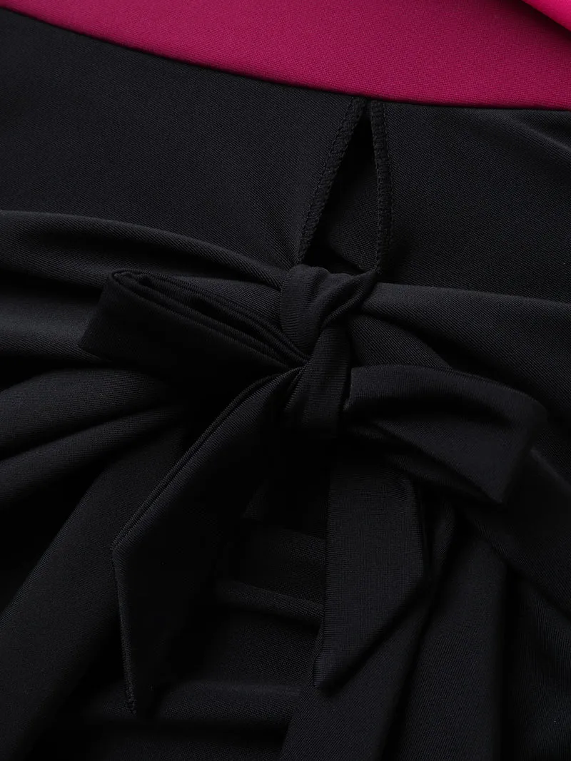 Color Block Overlap Bodice Swim Dress