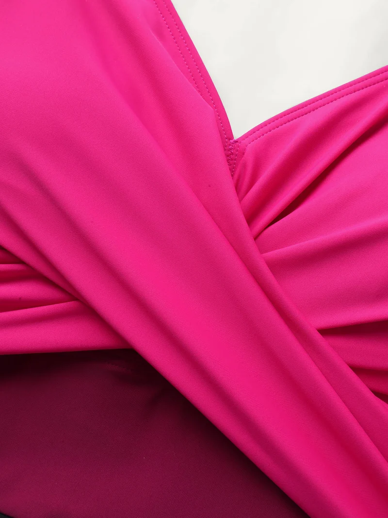 Color Block Overlap Bodice Swim Dress
