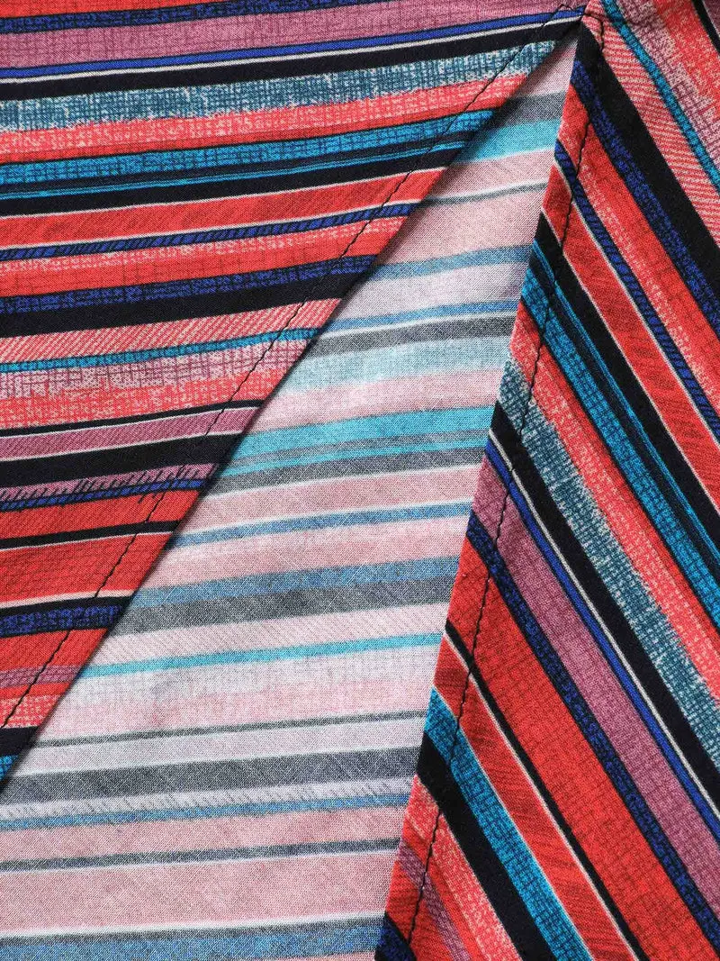 Boho Stripe Waist-Tie Cami Midi Dress