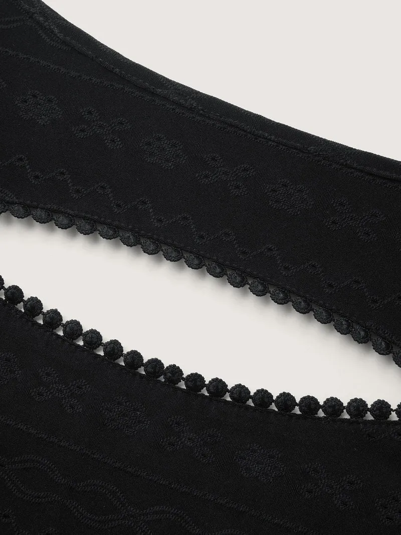 Jacquard Eyelet Trim Backless Tank Top