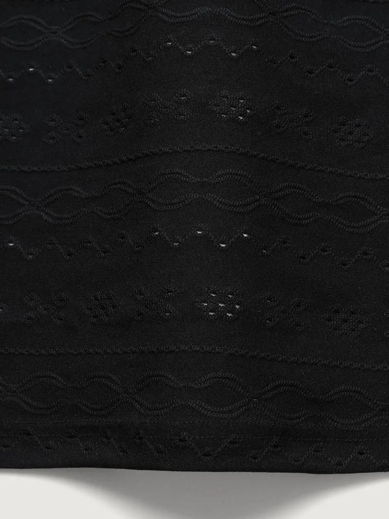 Jacquard Eyelet Trim Backless Tank Top