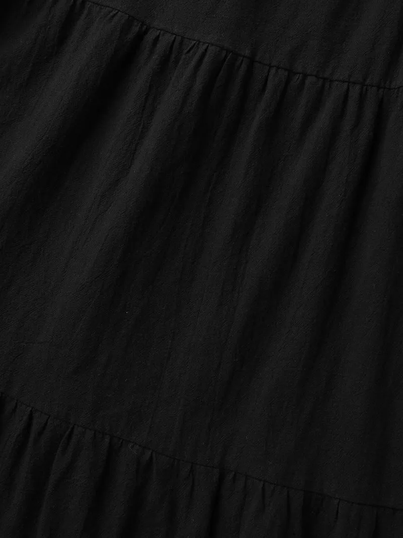 Pure Cotton Diagonal Pockets Midi Dress