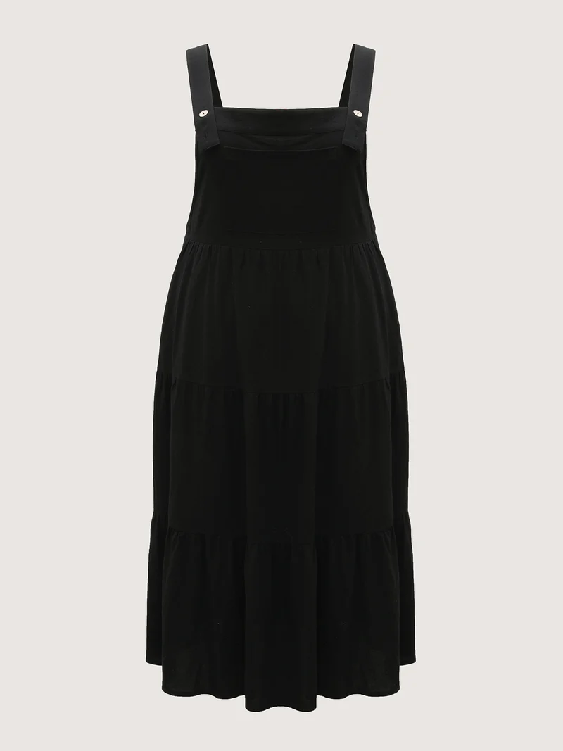 Pure Cotton Diagonal Pockets Midi Dress
