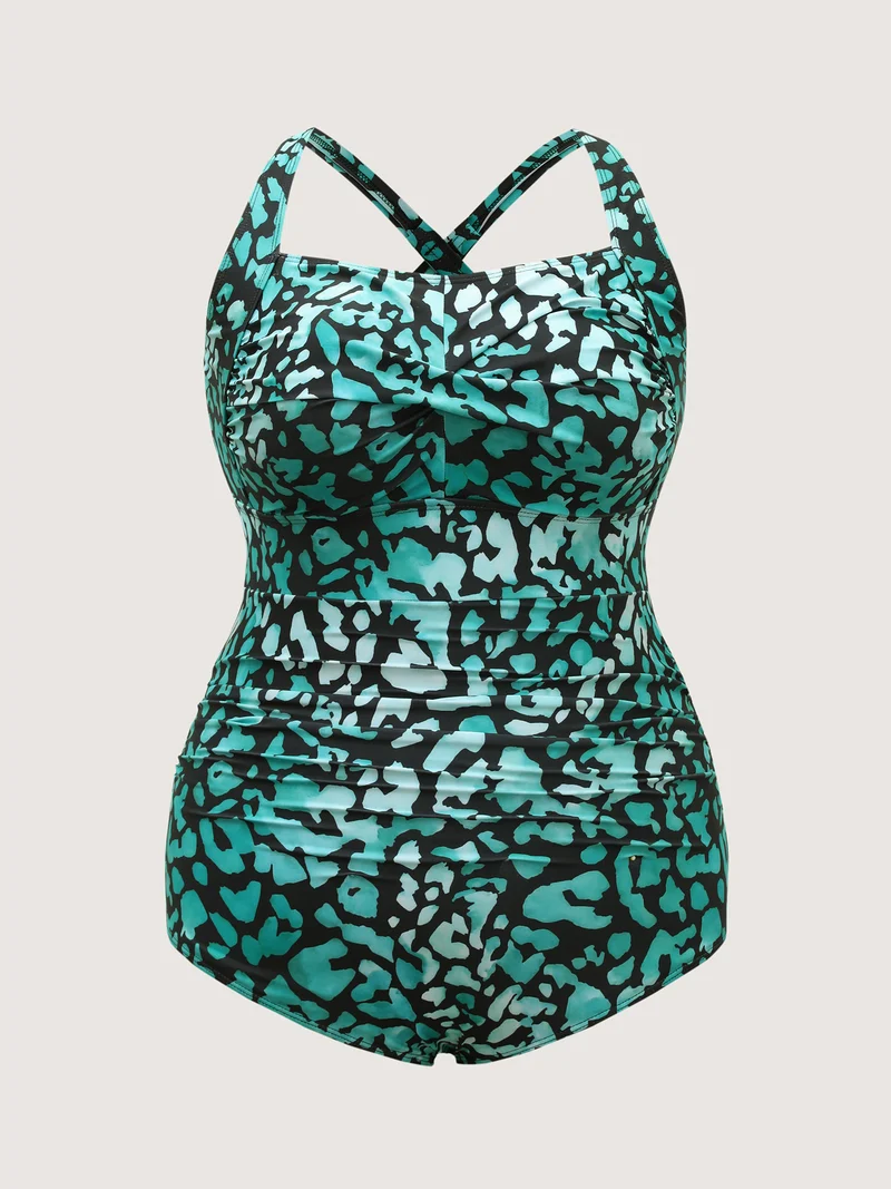 Leopard Twist Front One-Piece Swimsuit