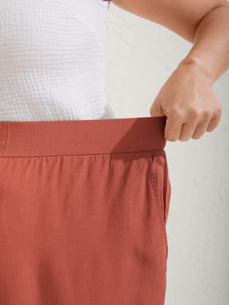 Lace Trim Plain Straight-Leg Pants