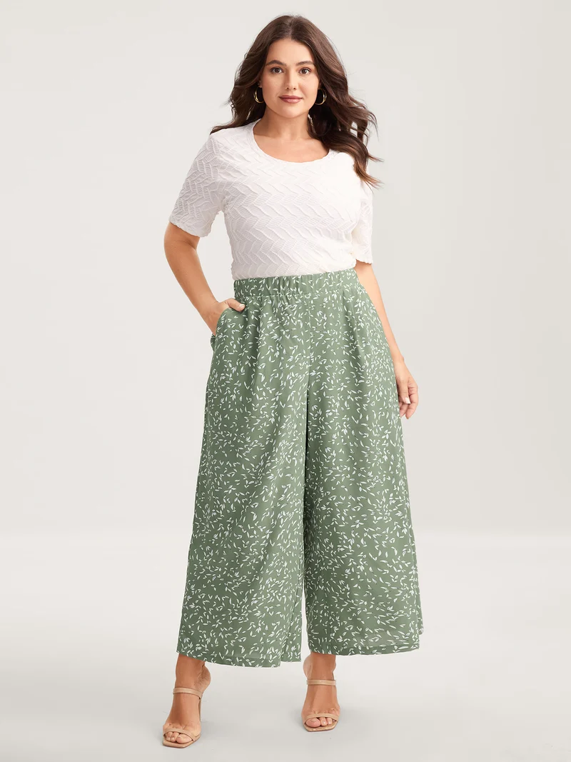 Ditsy Floral Print Wide-Leg Pants