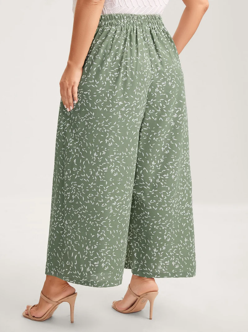Ditsy Floral Print Wide-Leg Pants