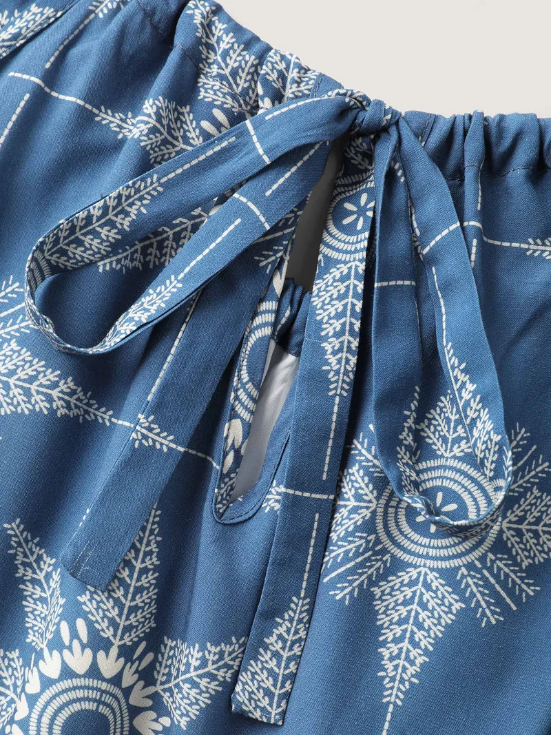 Starry Print Sleeveless Pockets Midi Dress