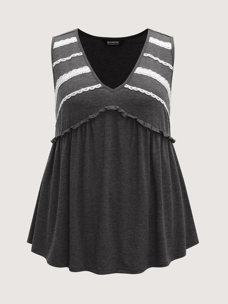 Lace Trim V-Neck Tank Top