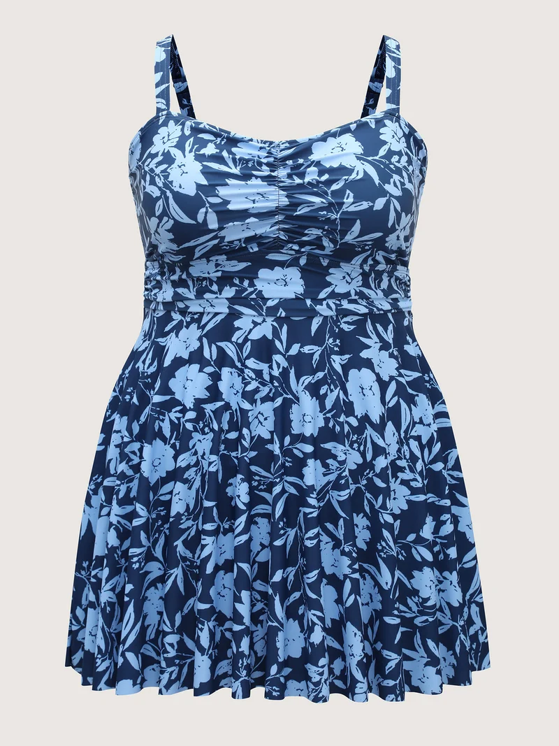 Floral Fit and Flare Swim Dress
