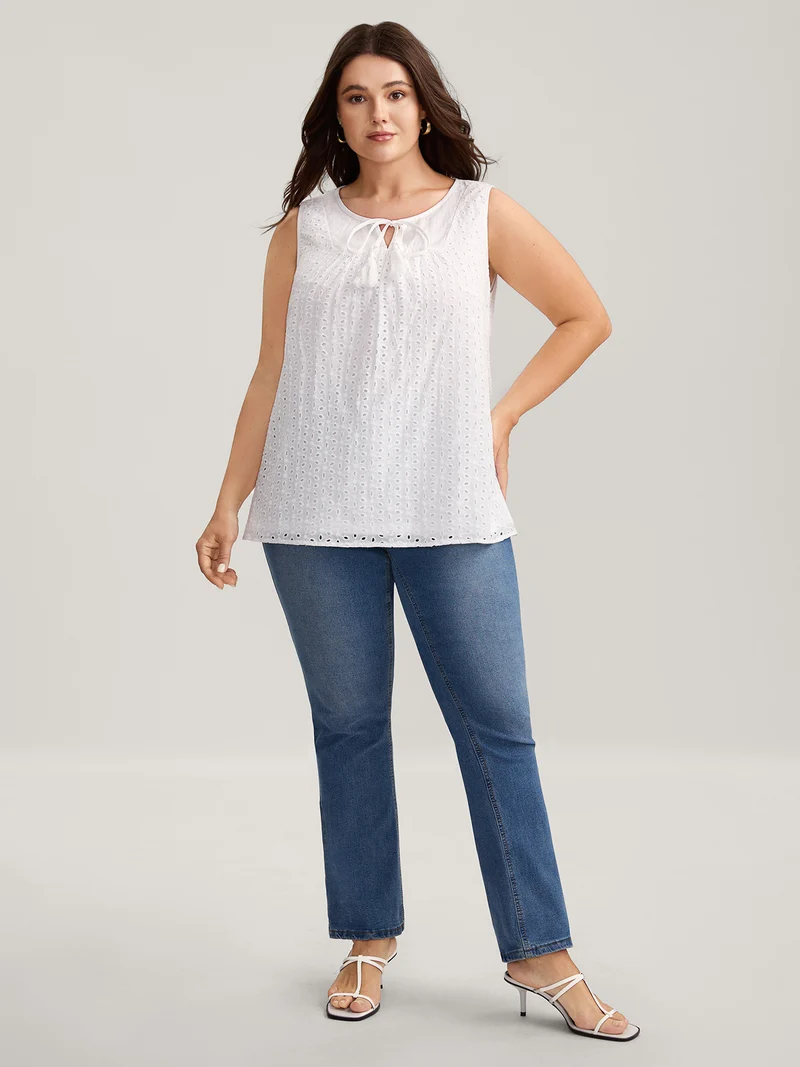 Cotton Eyelet Embroidered Tank Top