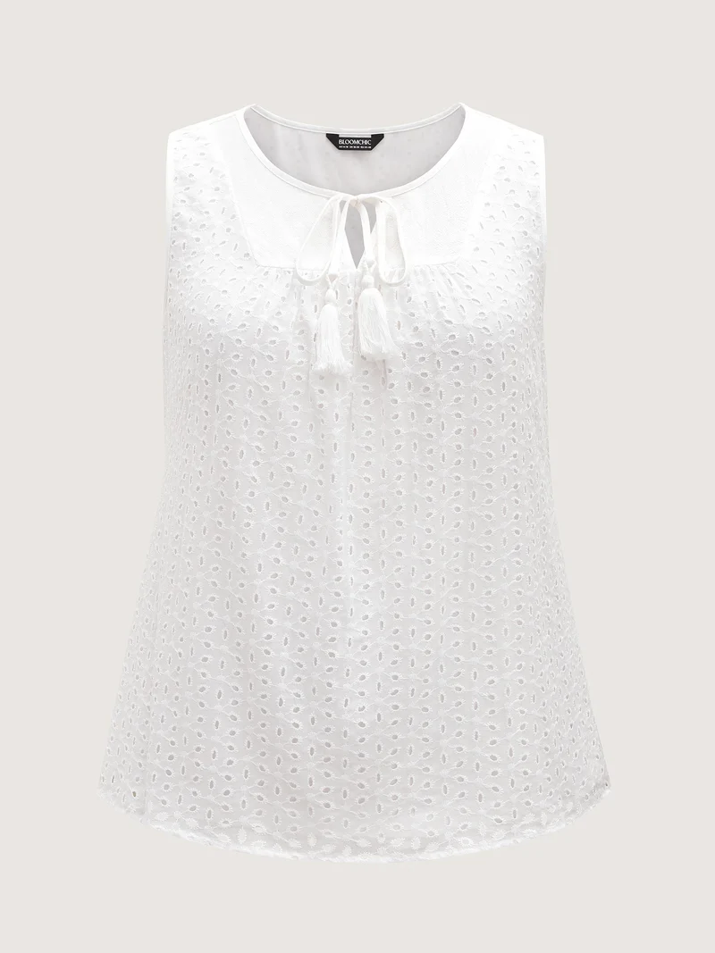 Cotton Eyelet Embroidered Tank Top