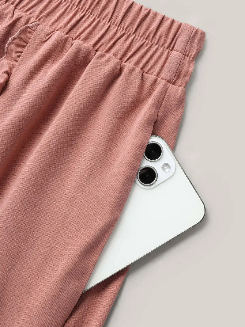 Lotus Leaf Edge Solid Wide-Leg Pants