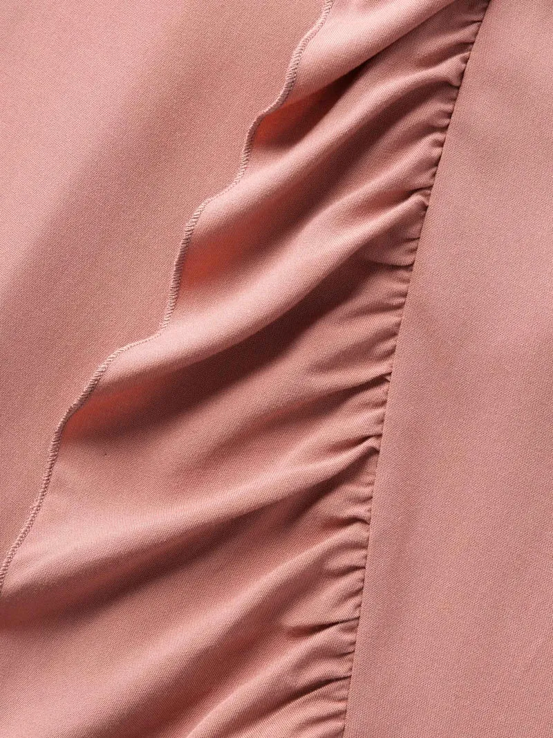 Lotus Leaf Edge Solid Wide-Leg Pants
