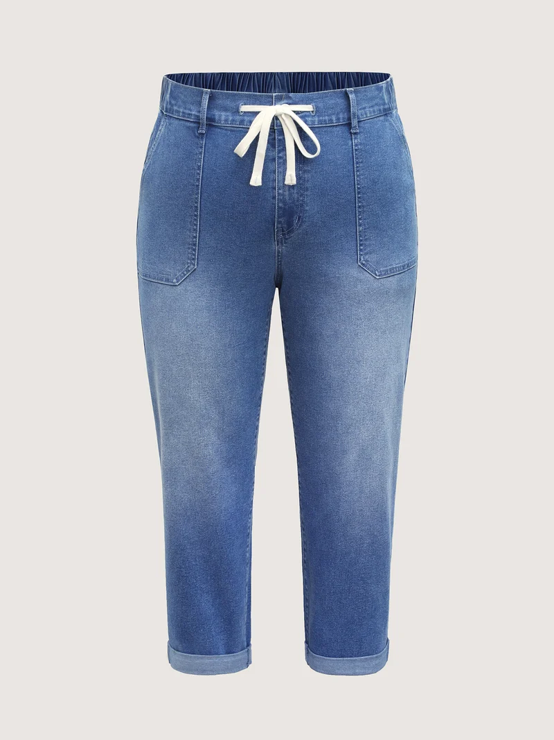 Stretch No-Gap Elastic Waist Jeans
