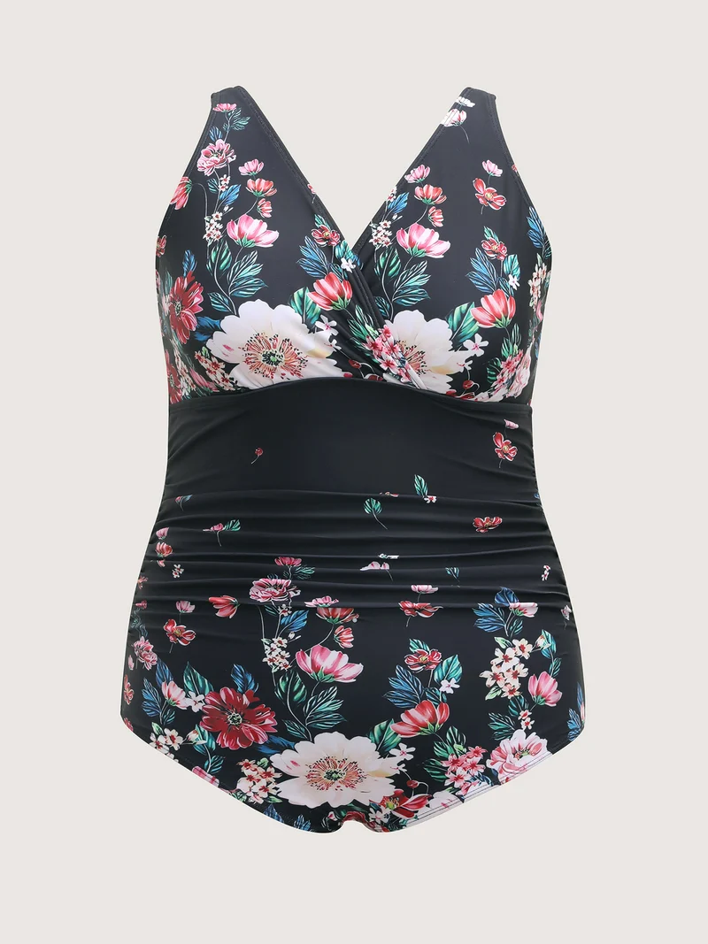 Two-Piece Floral Print Sarong, Swimsuit