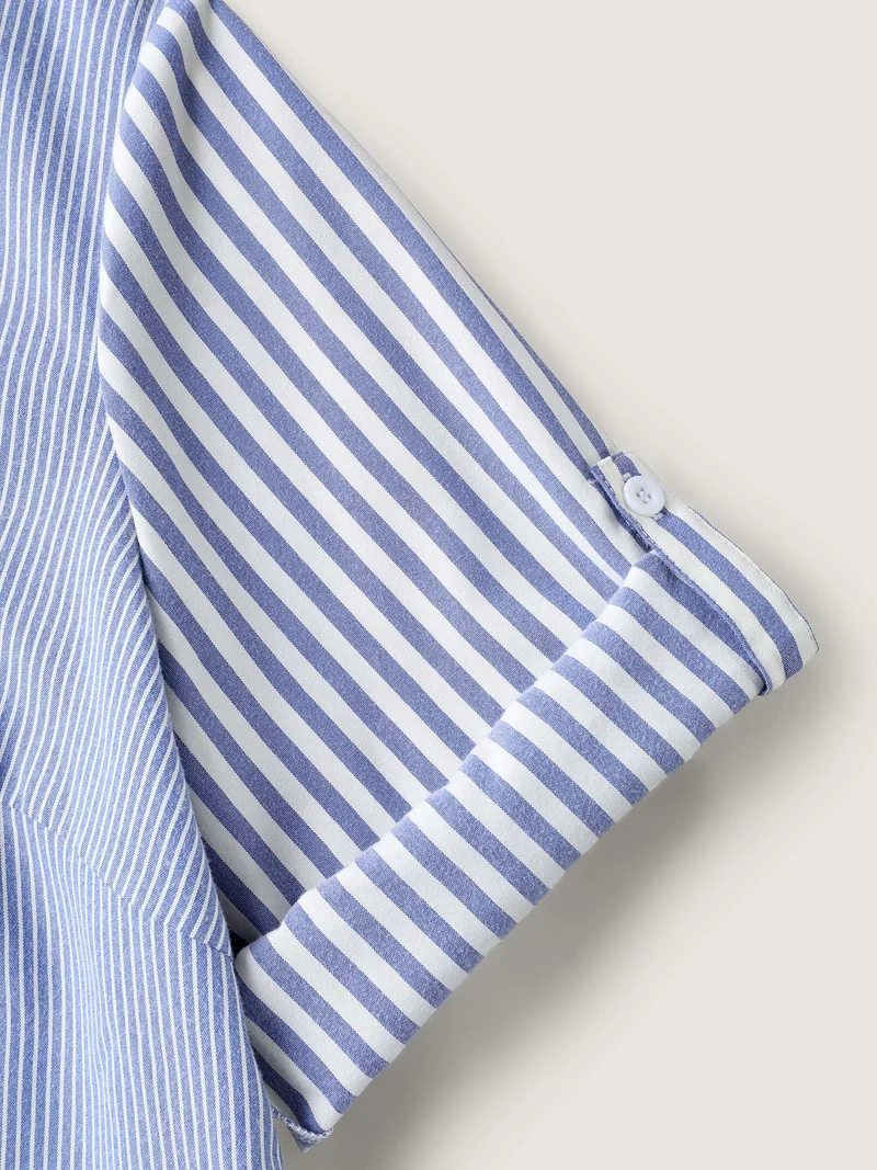 Modern Stripes Notched Collar Blouse