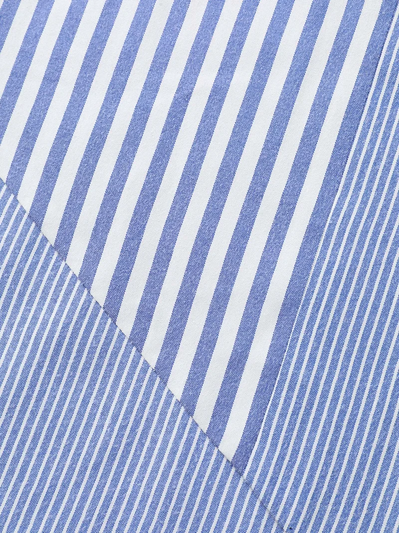 Modern Stripes Notched Collar Blouse