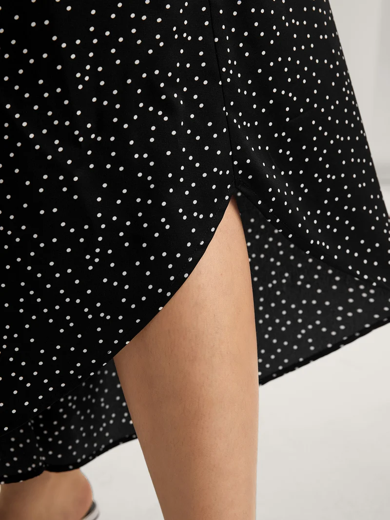Little Dots Asymmetrical Hem Slit Pants